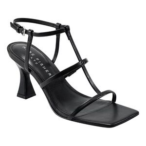 Marc Fisher Dennie Black Strappy T-Barrier Sandals